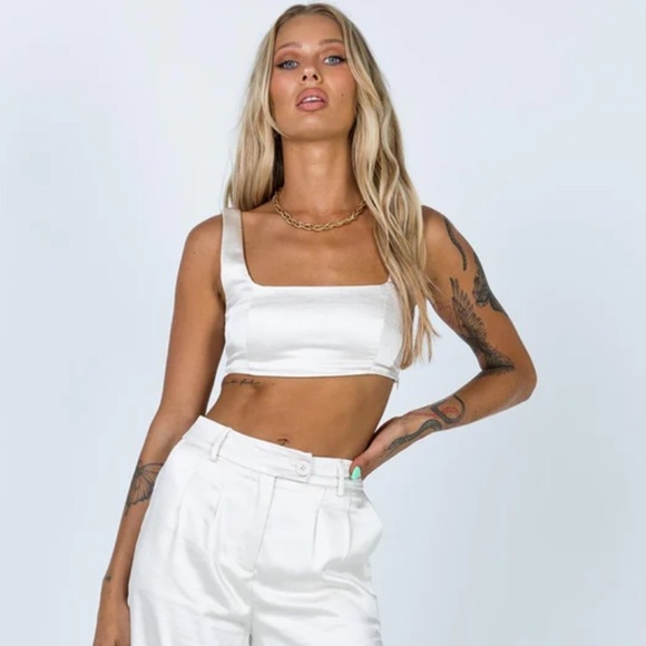 NWOT Princess Polly Huxley Champagne Square Neck Crop Top Size 12 - Picture 11 of 12